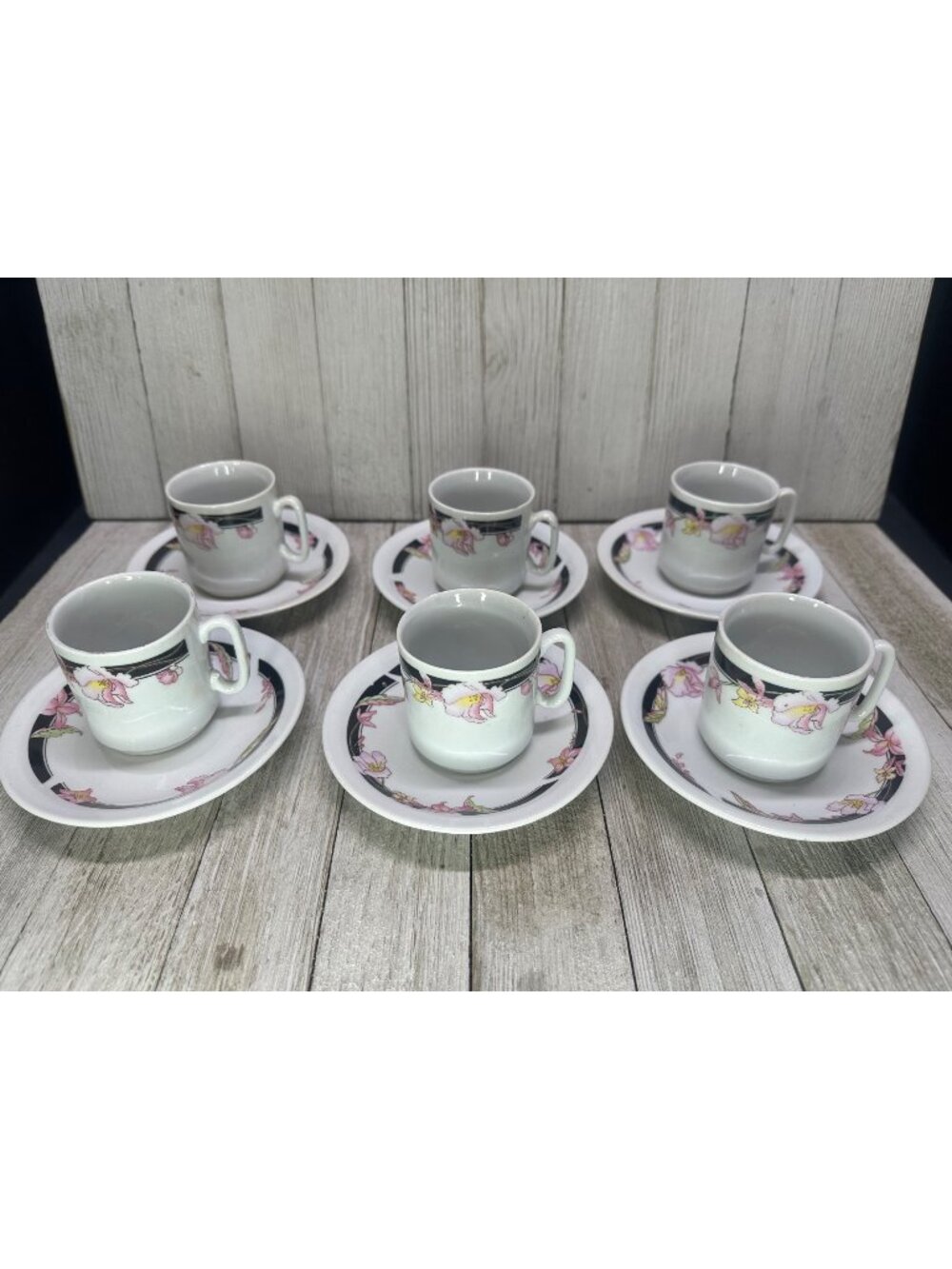 Vintage China Demitasse/Espresso Cup And Saucer Set of 6 Floral Pattern 2" DIA